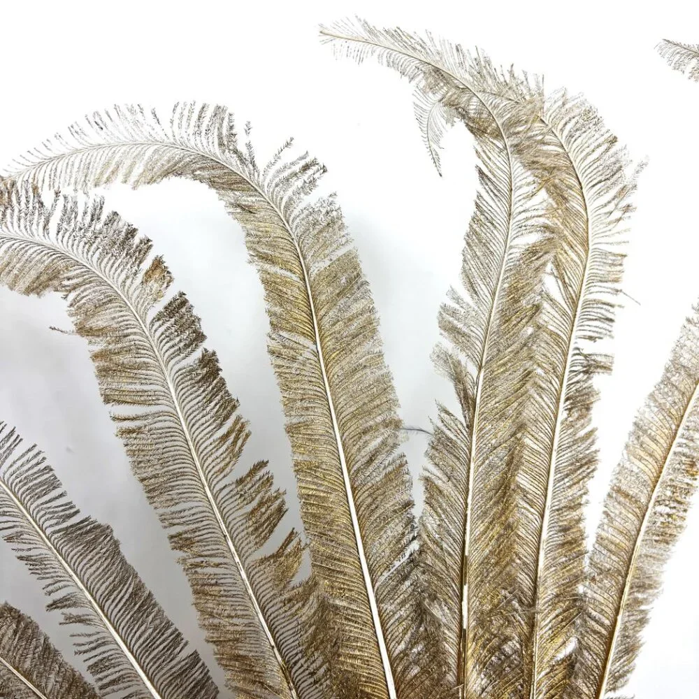 Showgirl Carnival Feather Gold White Mask Headdress Deluxe Vintage